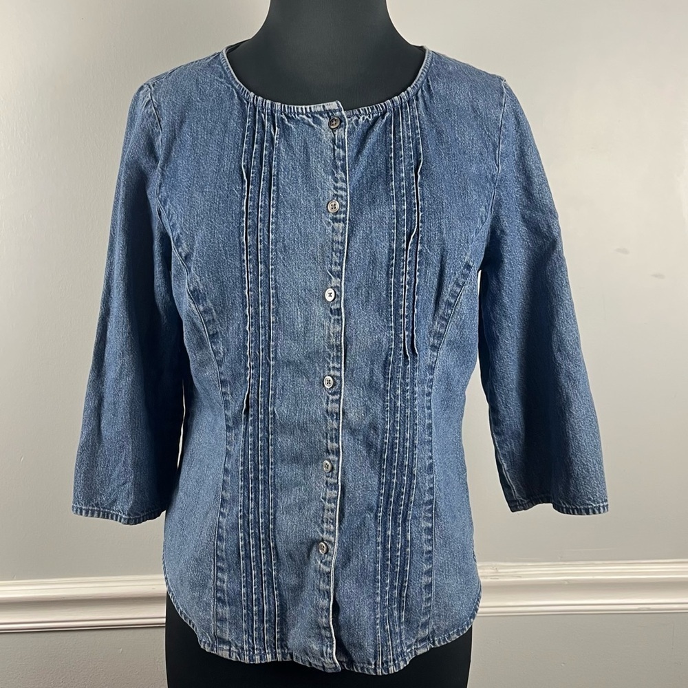 Harold’s vintage Y2K denim button down top size 12 100% cotton